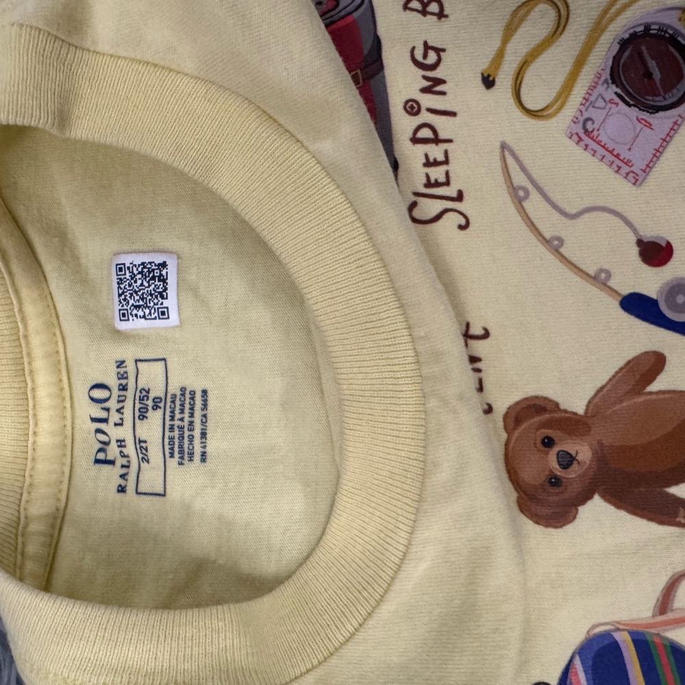 Polo by Ralph Lauren Yellow Kids Shirt with Bear Print